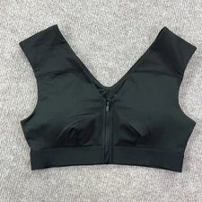 Tommie Copper Sports Bra Womens Large Black Shoulder Support Zip Front Active