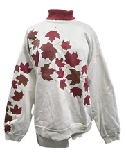 Vtg AU Sportswear Women L Maple Leaf Canada Double Collar Turtleneck Sweater USA