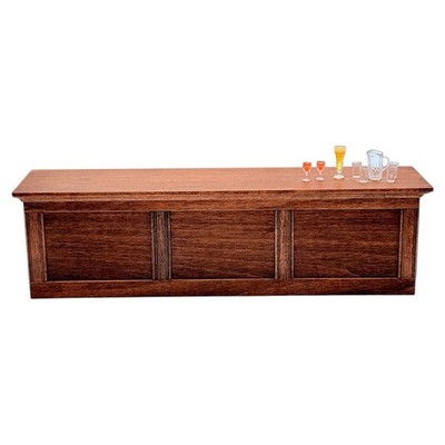 Dollhouse Furniture Walnut Wood Bar 11.5  Long MARKED Pub