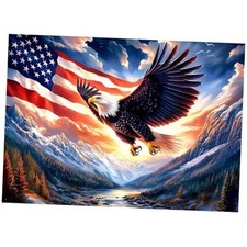 Bald Eagle Diamond Art Kits for Adults, American Flag Diamond WX11458-red,blue