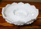 Vintage Fenton Hobnail White Milk Glass Ashtray, Chip Dip Bowl, Candle Holder 8"