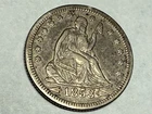 1853 (arrows & rays) SEATED LIBERTY silver U.S. quarter dollar. XF. #nud4