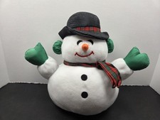 Vintage 1993 Gibson Greetings Plush Snowman With Scarf Toy Merry Christmas