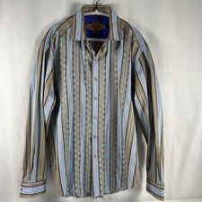 Robert Graham Mens Shirt XL  Blue Brown Yello...