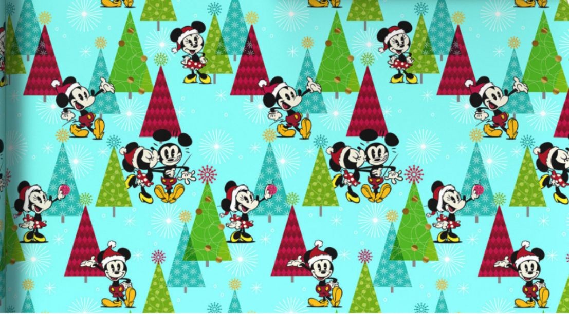 Christmas Disney Mickey Minnie Mouse Trees Blue 25 Sq Ft