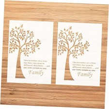 2 Pieces Family Tree Stencil Tree of Life Stencil Reusable Flower Bird Stencil
