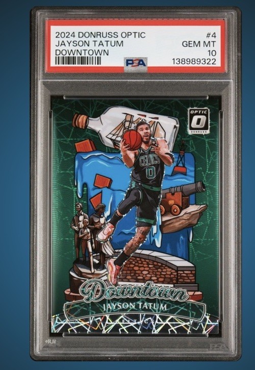 🔥🔥2024 PANINI DONRUSS OPTIC DOWNTOWN #4 JAYSON TATUM PSA 10🔥🔥Boston Celtics