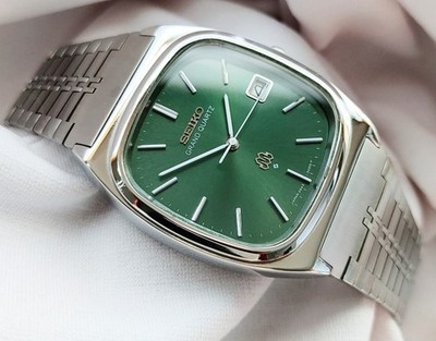 VINTAGE SEIKO GRAND QUARTZ 9942-5000 EMERALD DIAL DATE DRESS MEN'S