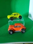 VTG Tonka Mini Totes VW Bug 2 Cars Lime Green, Orange MISSING A&B pillars
