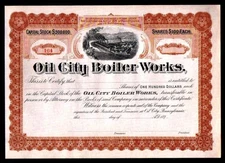 c1897 Pennsylvania - OIL CITY BOILER WORKS --   RARE Stock Certificate