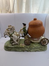 Vintage Porcelain Horse Drawn Carriage Figurine Japan Hand Painted Rococo Coach