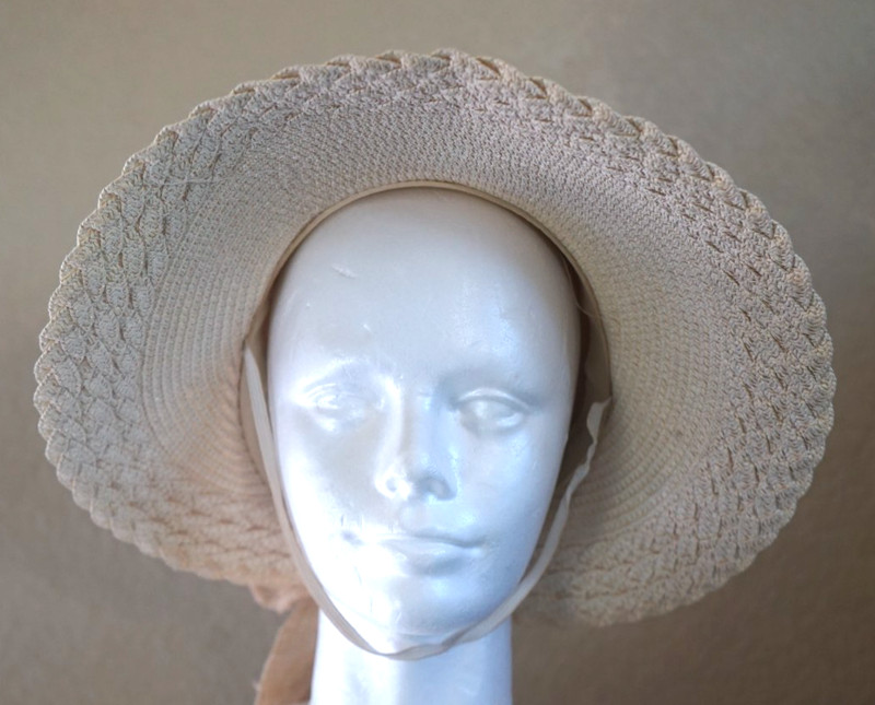 OSFM 100% paper sun bonnet hat for women creeam color