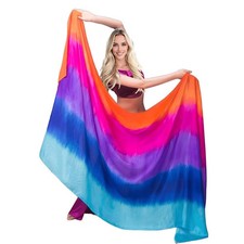 Womens Real Silk Belly Dance Veil Hand Scarf Fire Flame 2.5x1.14m/98"x45"