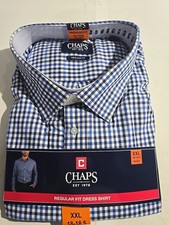 Chaps Blue/White Checkered Dress Shirt 18-18.5 34/35