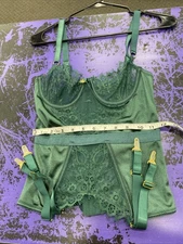 Green Corset With Garter Size Medium