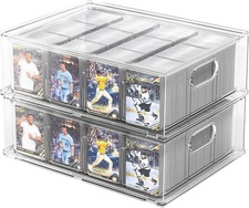 Trading Card Storage Box Clear Large Card Organizer Holds 6400 Cards with Divi