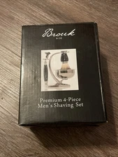 Brouk & Co. Premium 4 Piece Men's Shaving Set. New With Vintage Look!