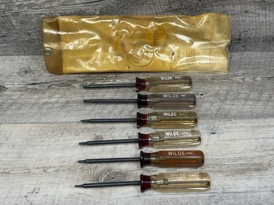 Vtg Wilde Tools USA 6 Pc Torx Screwdriver Set 30 27 25 20 15 10 Torx Bit Driver