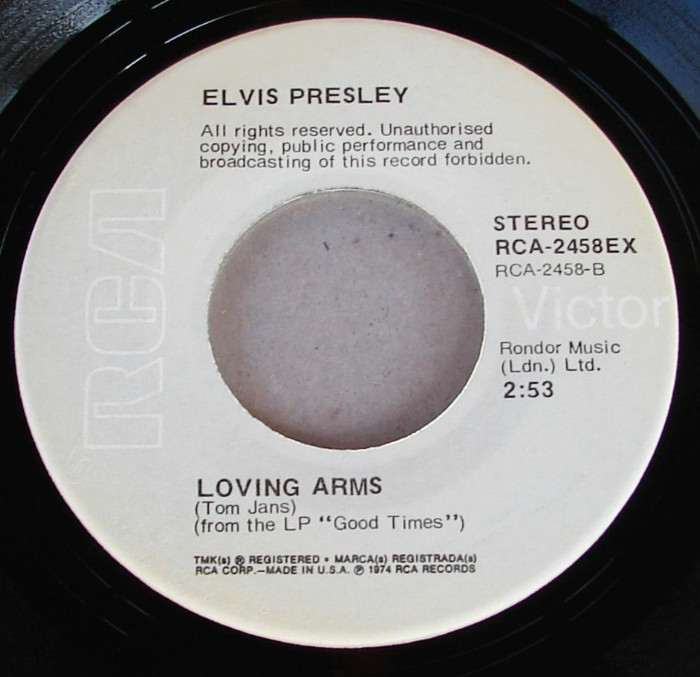 EXTREMELY RARE RCA-2458EX Elvis Presley Loving Arms / My Boy RCA USA RARE EXPORT