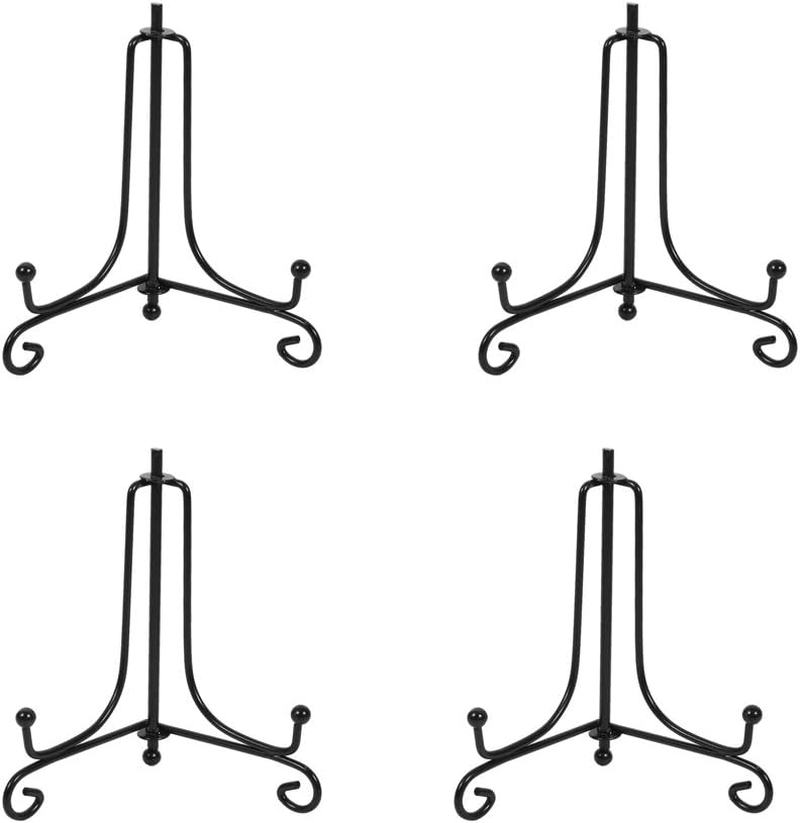 (4 Pack) Black Iron Easel Stand for Displaying Photos Plates and Art