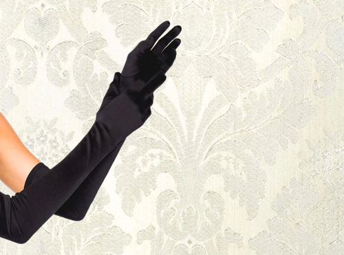 Black Velvet Gloves Women Over Elbow 21in Opera Length +FREE Rhinestone Bracelet - Picture 9 of 9