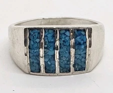 Antique Hand Crafted Sterling Silver & Turquoise Native American Indian Ring 9.5