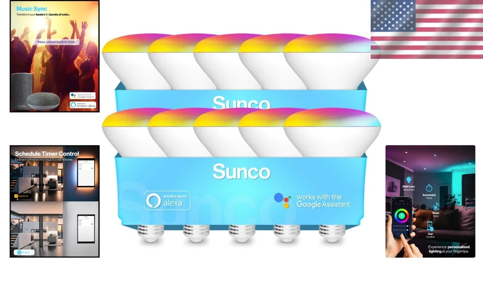 Voice Controlled Smart BR30 Bulbs 10-Pack, Color Changing - Image 2 of 4