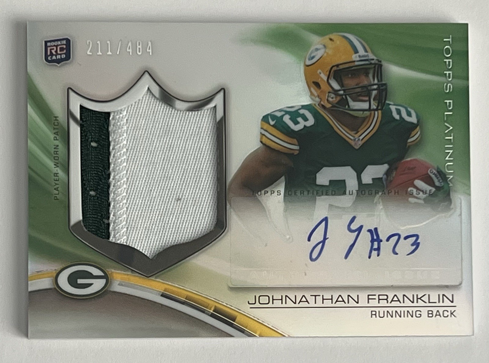 Johnathan Franklin Autograph 2013 Topps Platinum RPA Rookie Refractor /484