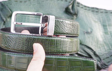 W 1.5" - Green Real CROCO Belly LEATHER Skin Men's Belt E51