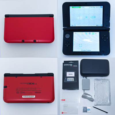 Nintendo 3DS XL LL 128GB Set Red (Case, Crystal Shell, Charger, SD) USA Seller
