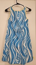 Lilly Pulitzer Delia Shift Dress Joe Fish Blue White Yellow Trim Sleeveless