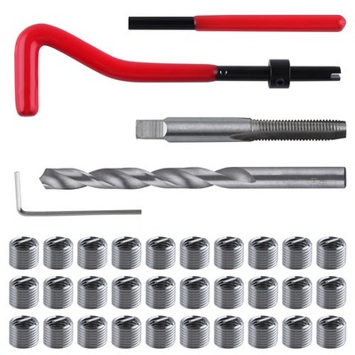 LEONTOOL 30 Piece M8x1.25 Helicoil Thread Repair M8 x 1.25mm, Red & Black 