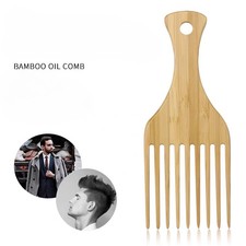 1pc Natural Bamboo Wooden Anti-static Insert Afro Hair Pick Comb Wide Teeth Hair