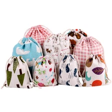 Cotton Linen Fabric Pouch Drawstring Bag Cloth Storage Bag Makeup Case Gift Bags