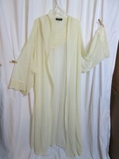 Vintage Anne Klein Sirena Made USA Ecru Long Beach/Lounge Robe Sequin Med