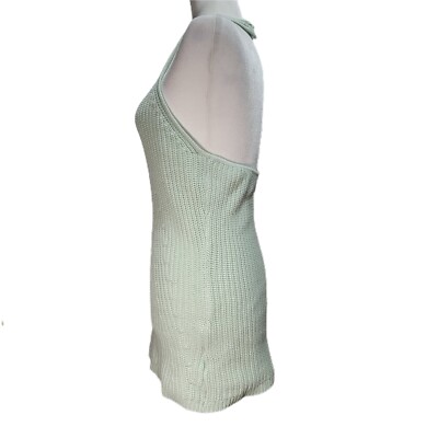 Venus Mint Green Chunky Knit Mini Halter Dress Cable Stitch Size M | eBay