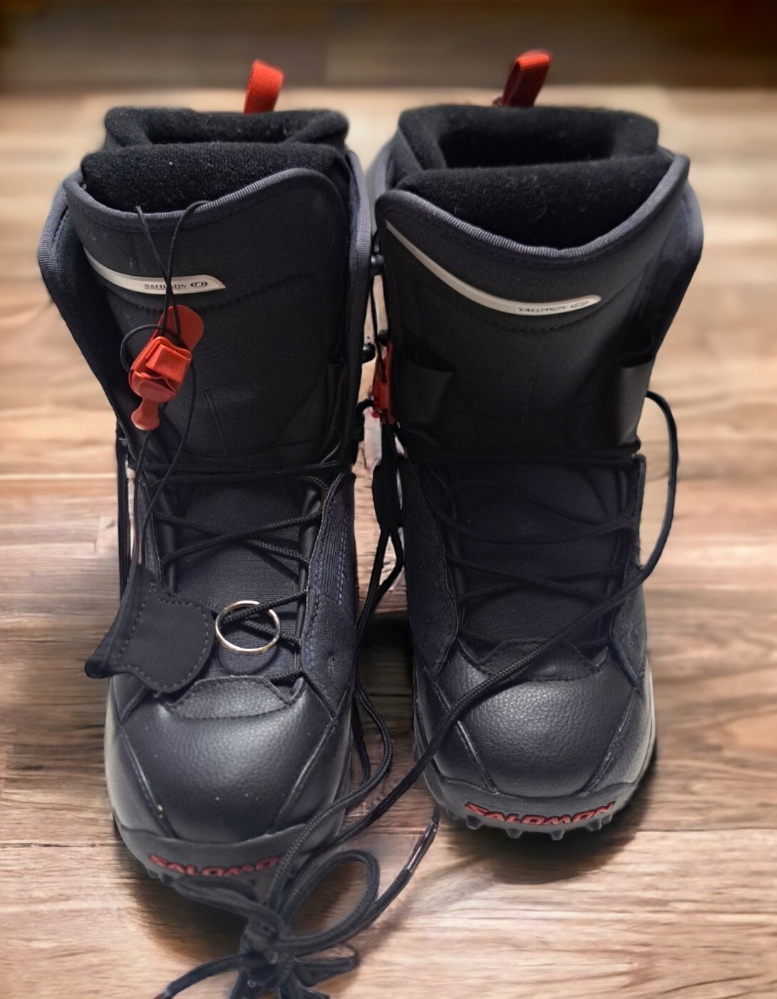 Stivali da snowboard SALOMON SYMBIO neri da uomo taglia 8 Thermicfit usati in ottime condizioni