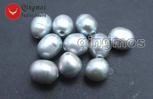 10 Pieces 10-11mm Rice 2mm Hole Natural Gray Pearl Beads for Jewelry Making DIY - Picture 6 of 8