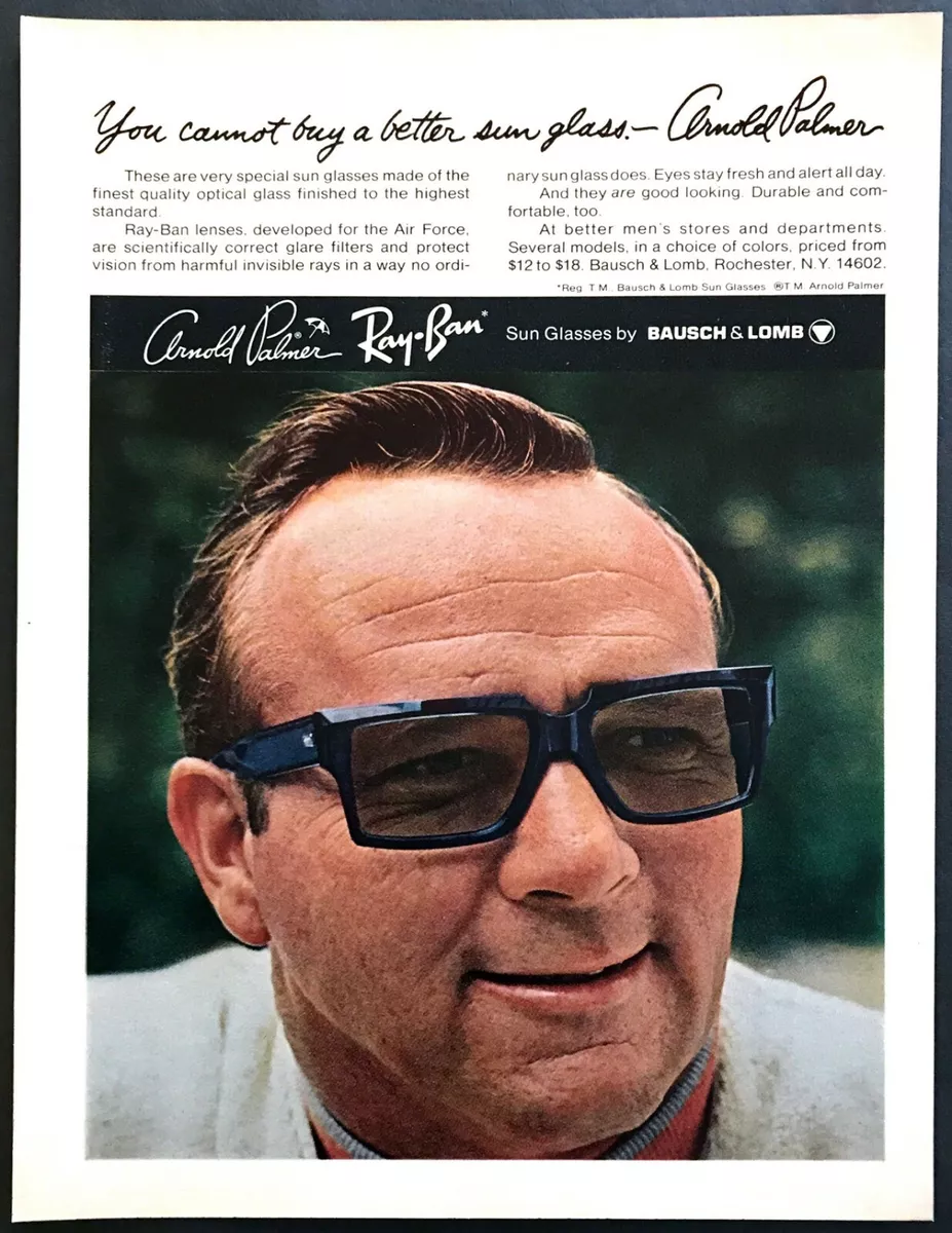 1969 Golf Legend Arnold Palmer photo wearing Ray Ban Sunglasses
