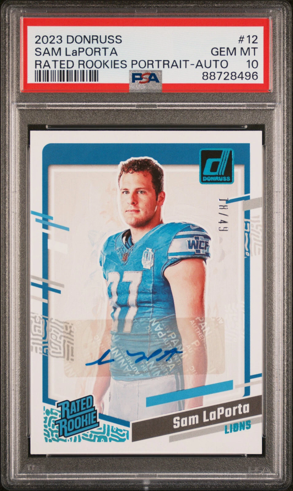 Sam LaPorta Panini Donruss Rated Rookies Portrait #12 Autograph