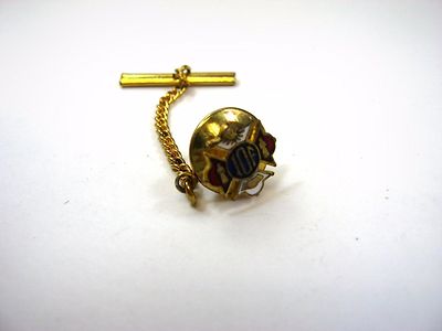 Vintage IOF Independent Order of Foresters Tie Tack Lapel Pin Gold Tone Enamel