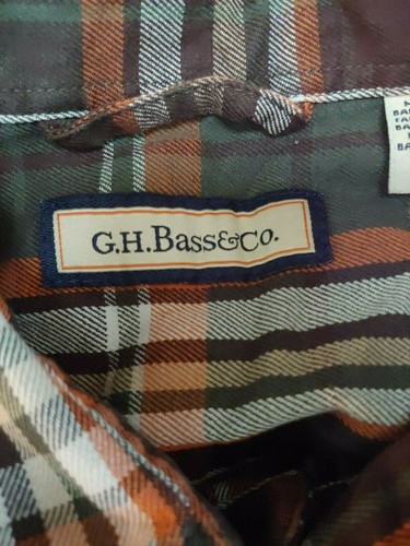 Camisa grande a cuadros manga larga con botones delanteros algodón pesado GH Bass Co para hombre - Imagen 3 de 5