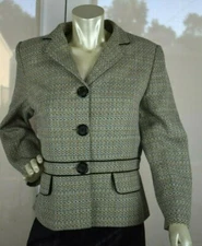 Travis Ayers Studio Cotton Blend Tweed Three Front Button Size 16 Pre-owned
