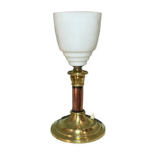 Antique French solid Bronze & Opaline Glass Art Deco Torchiere Lamp. circa1920s