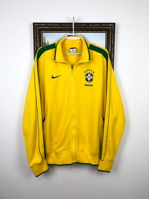 Nike Brazil Football Jacket Soccer Track Top Yellow National Team Mens Size  XL
