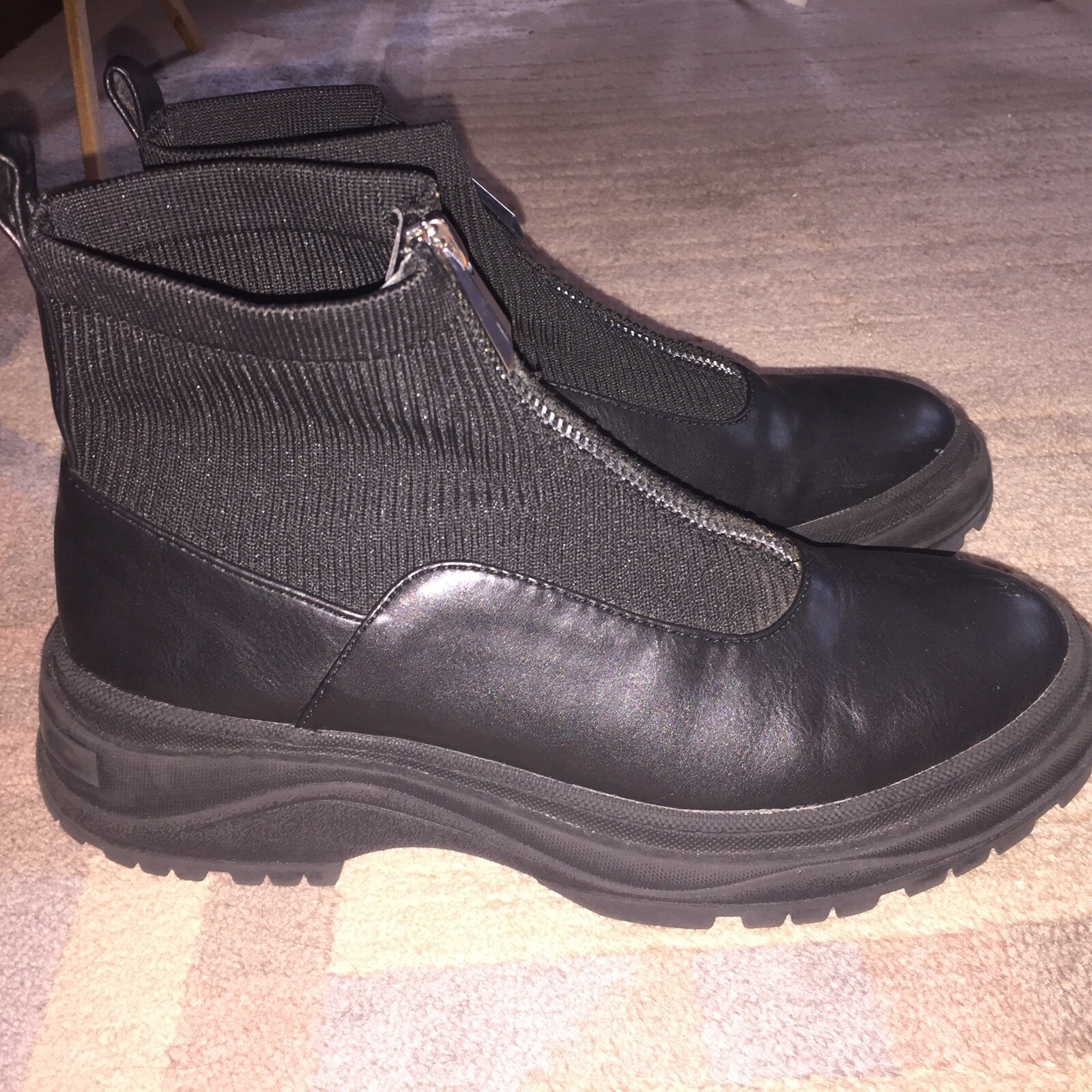 SAOLA Stivali da combattimento Zara suola grossa cerniera anteriore lavorati a maglia calzini taglia 36