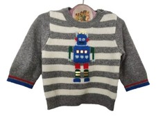 New Baby Boden Shine On Robot Crew Neck Sweater 0-3 Months