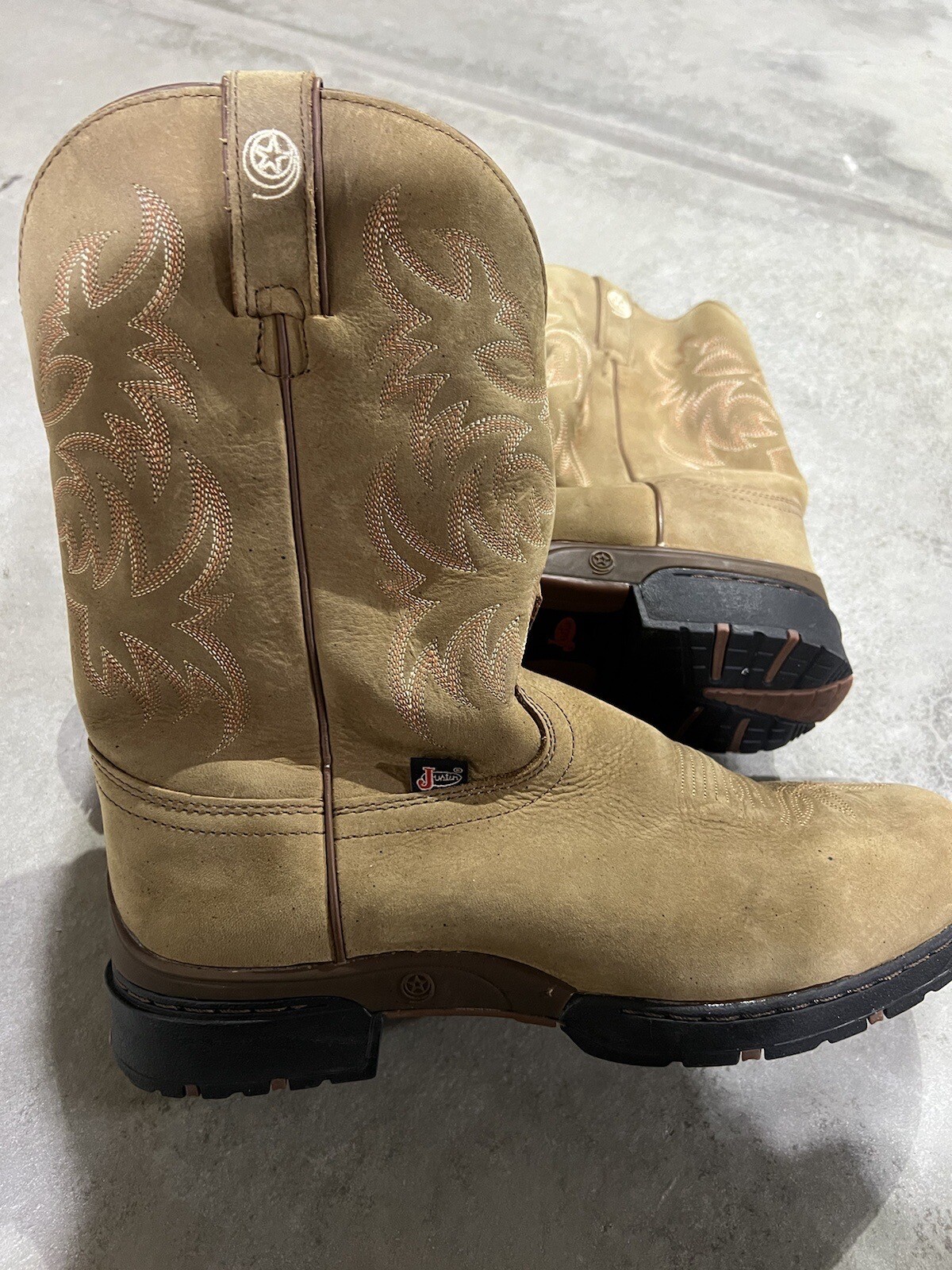 Justin Cowboy Mens Size 10 EE GS9010 Brown Leather Waterproof Boots eBay