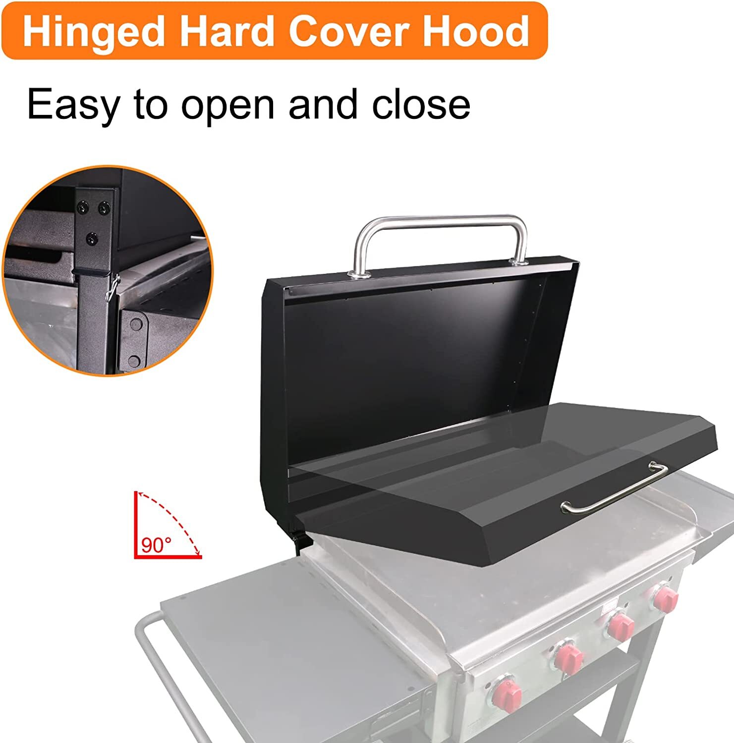 Hinged Lid for Camp Chef FTG600 Griddle Hard Cover Hood Black Griddle