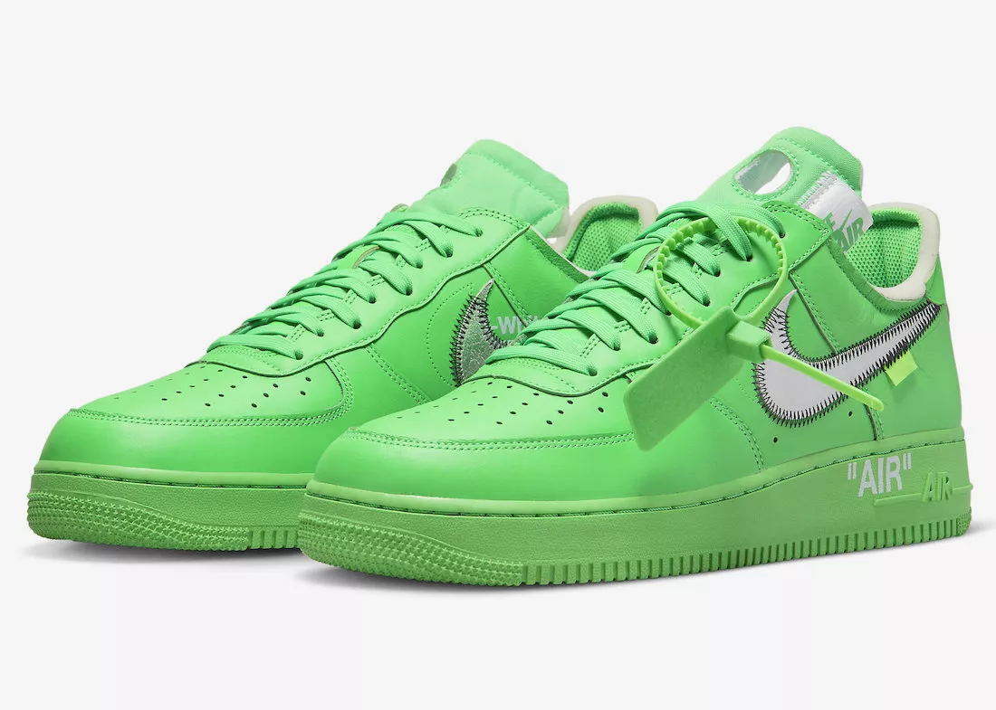 Nike Off-White Air Force 1 Shoes Brooklyn Light Green Spark DX1419